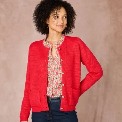 Trui En Vest<Blancheporte Cardigan met knoopsluiting en zakken, fantasietricot rood