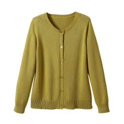 Trui En Vest<Blancheporte Cardigan met knoopsluiting, katoenmengeling anijs