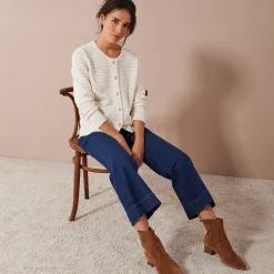 Trui En Vest<Blancheporte Cardigan met knoopsluiting en zakken, fantasietricot ecru