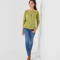 Trui En Vest<Blancheporte Cardigan met knoopsluiting, lamswol mosgroen