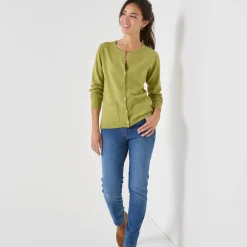 Trui En Vest<Blancheporte Cardigan met knoopsluiting, lamswol mosgroen