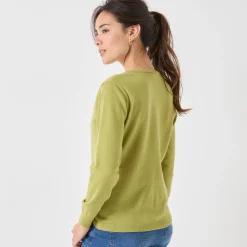 Trui En Vest<Blancheporte Cardigan met knoopsluiting, lamswol mosgroen