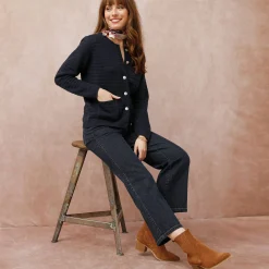 Trui En Vest<Blancheporte Cardigan met knoopsluiting en zakken, fantasietricot marine