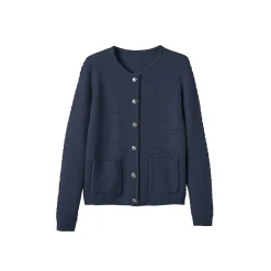Trui En Vest<Blancheporte Cardigan met knoopsluiting en zakken, fantasietricot marine