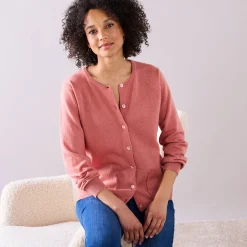 Trui En Vest<Blancheporte Cardigan met knoopsluiting, lamswol chiné roze