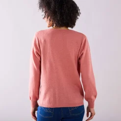 Trui En Vest<Blancheporte Cardigan met knoopsluiting, lamswol chiné roze