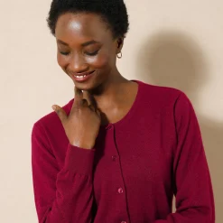 Trui En Vest<Blancheporte Cardigan met knoopsluiting, lamswol bordeaux