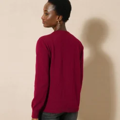 Trui En Vest<Blancheporte Cardigan met knoopsluiting, lamswol bordeaux