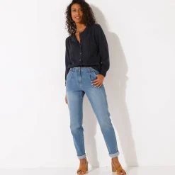 Trui En Vest<Blancheporte Cardigan met knoopsluiting, ajourtricot marine