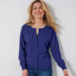 Trui En Vest<Blancheporte Cardigan met knoopsluiting, lamswol felblauw
