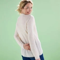 Trui En Vest<Blancheporte Cardigan met parelknopen en mohairtouch ecru