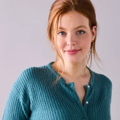 Trui En Vest<Blancheporte Cardigan met parelknopen en mohairtouch saliegroen