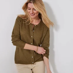 Trui En Vest<Blancheporte Cardigan met parelknopen en mohairtouch bronskleur