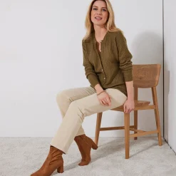 Trui En Vest<Blancheporte Cardigan met parelknopen en mohairtouch bronskleur