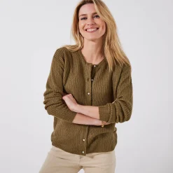 Trui En Vest<Blancheporte Cardigan met parelknopen en mohairtouch bronskleur