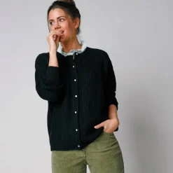 Trui En Vest<Blancheporte Cardigan met parelknopen en mohairtouch zwart