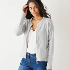 Trui En Vest<Blancheporte Cardigan met rits chiné grijs