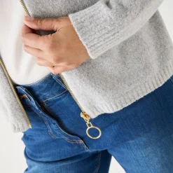 Trui En Vest<Blancheporte Cardigan met rits chiné grijs