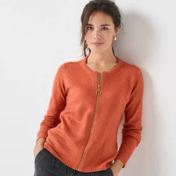 Trui En Vest<Blancheporte Cardigan met rits paprika