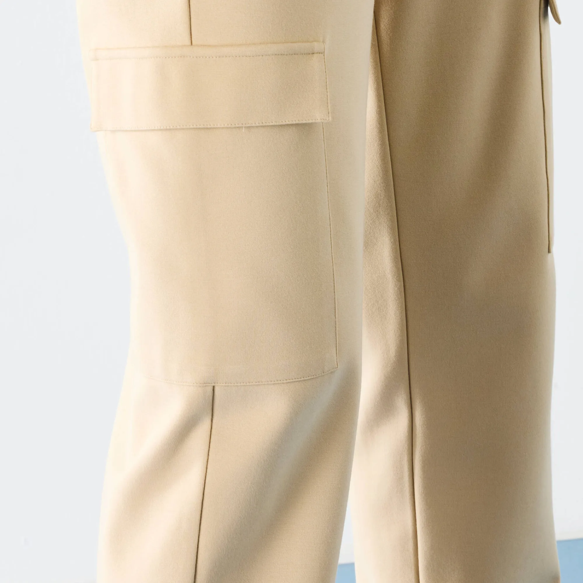 Broek<Blancheporte Cargobroek, milanotricot zandkleur