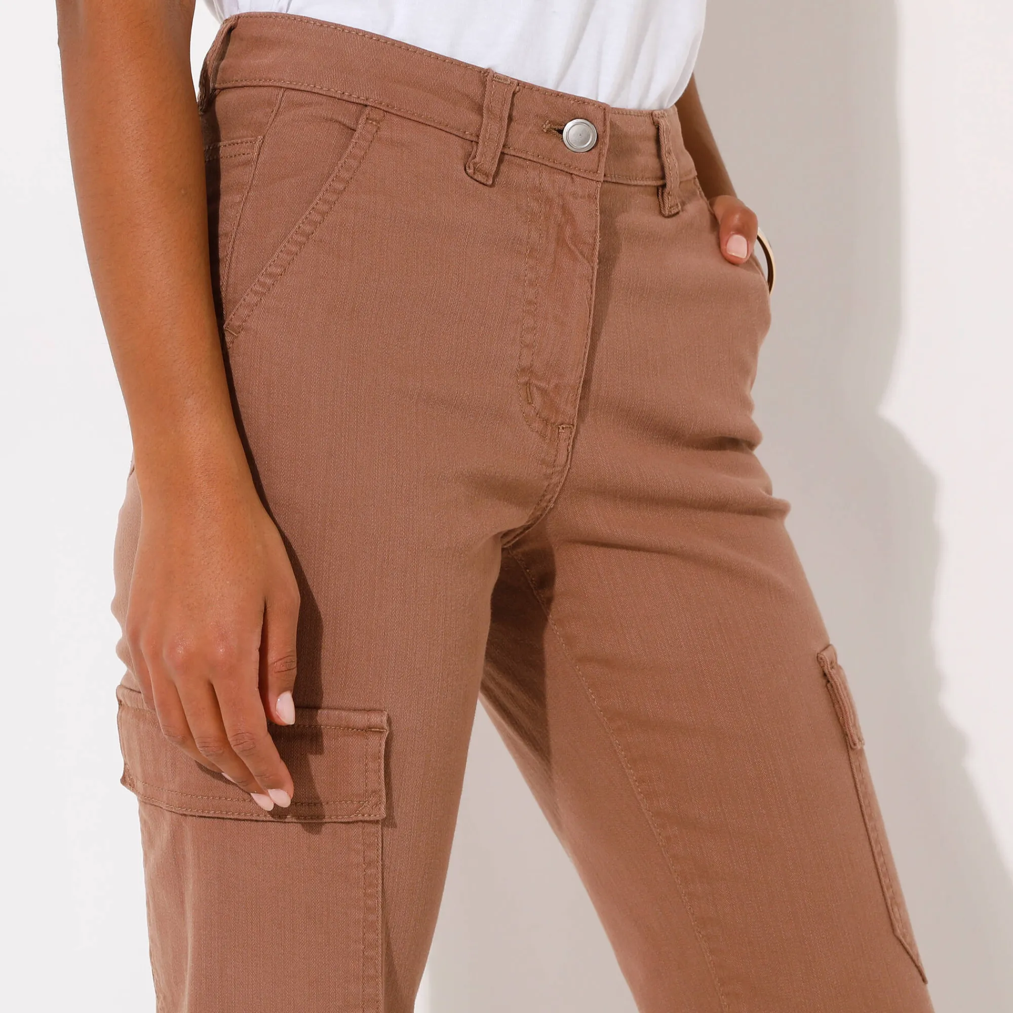 Broek<Blancheporte 7/8-cargobroek, stretchtwill taupe