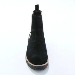 Bottines En Boots|Schoenen<Blancheporte Chelsea boots in splitleer, dikke, geribbelde zool zwart