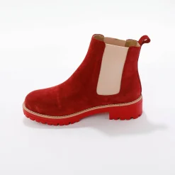 Feestelijke Schoenen|Bottines En Boots<Blancheporte Chelsea boots in splitleer, dikke, geribbelde zool bordeaux