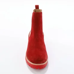 Feestelijke Schoenen|Bottines En Boots<Blancheporte Chelsea boots in splitleer, dikke, geribbelde zool bordeaux