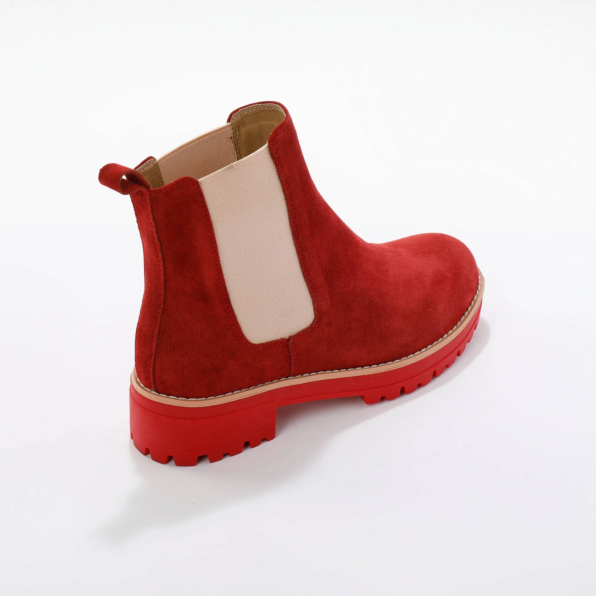Feestelijke Schoenen|Bottines En Boots<Blancheporte Chelsea boots in splitleer, dikke, geribbelde zool bordeaux