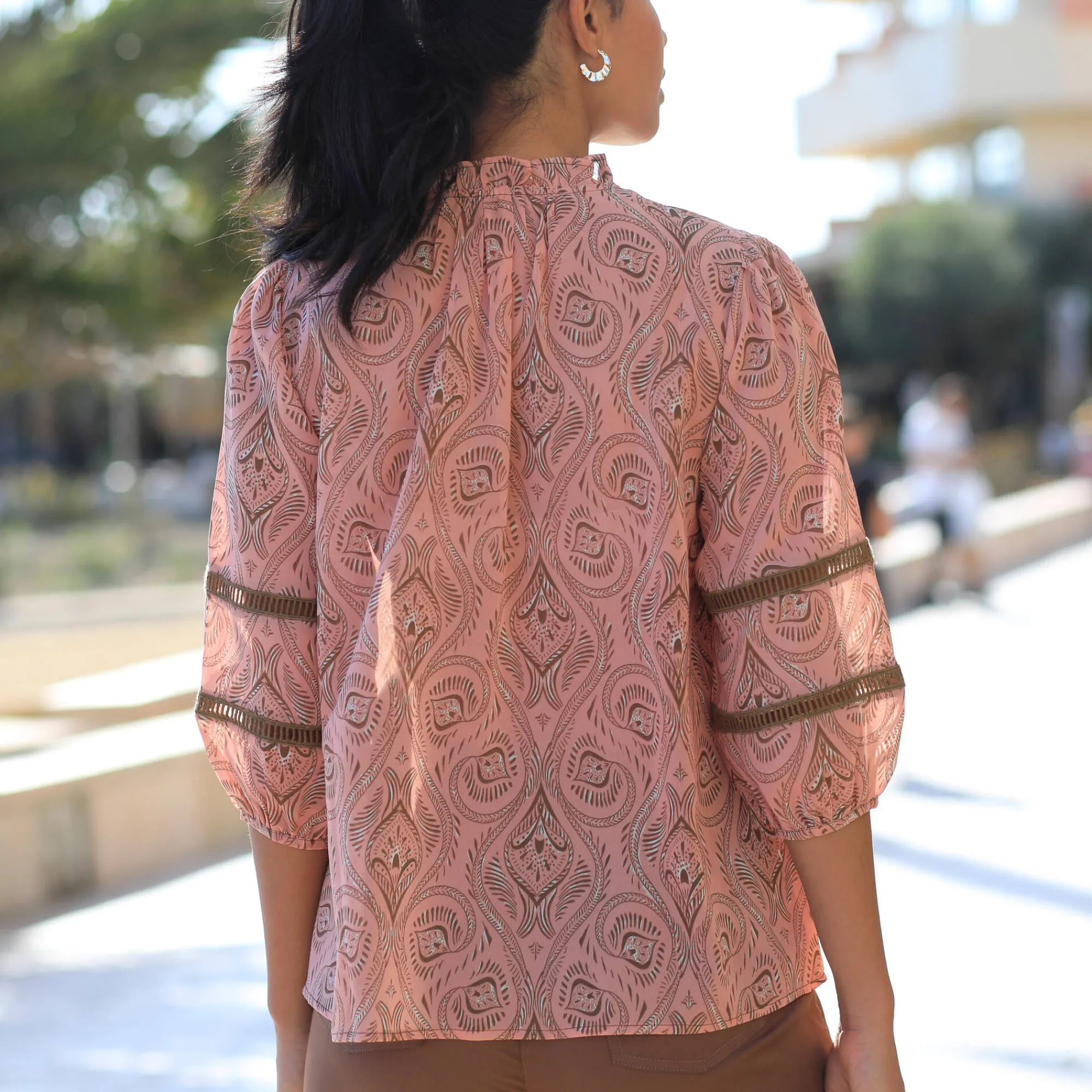 Bloes En Tuniek<Blancheporte Chemisier boutonné, détails smockés taupe / perzik