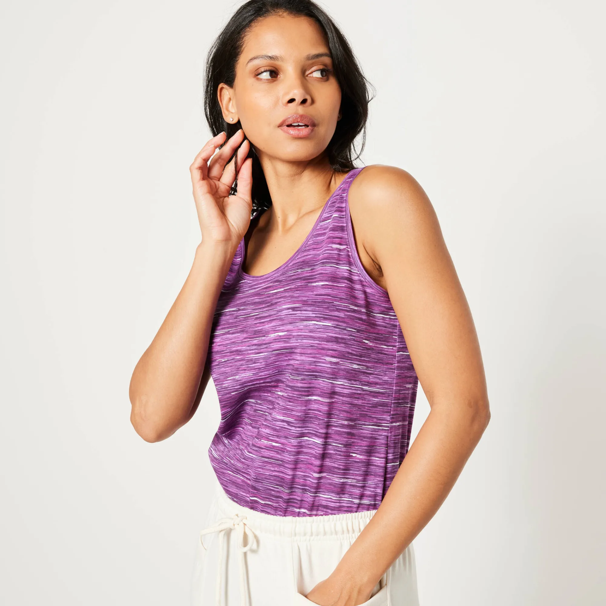 T-Shirt En Topje<Blancheporte Chiné topje in biokatoen chiné druivenrood