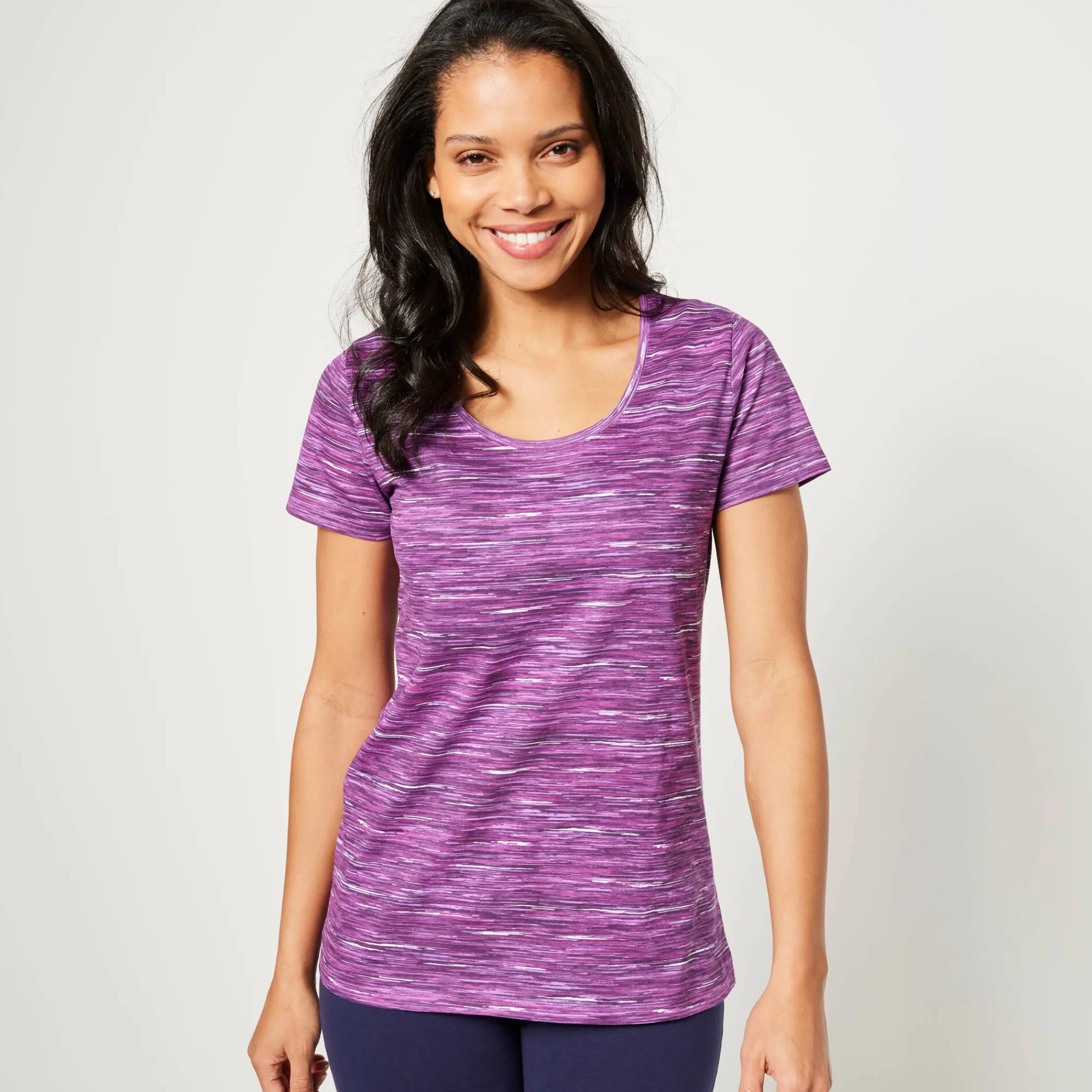 T-Shirt En Topje<Blancheporte Chiné T-shirt met korte mouwen in biokatoen chiné druivenrood