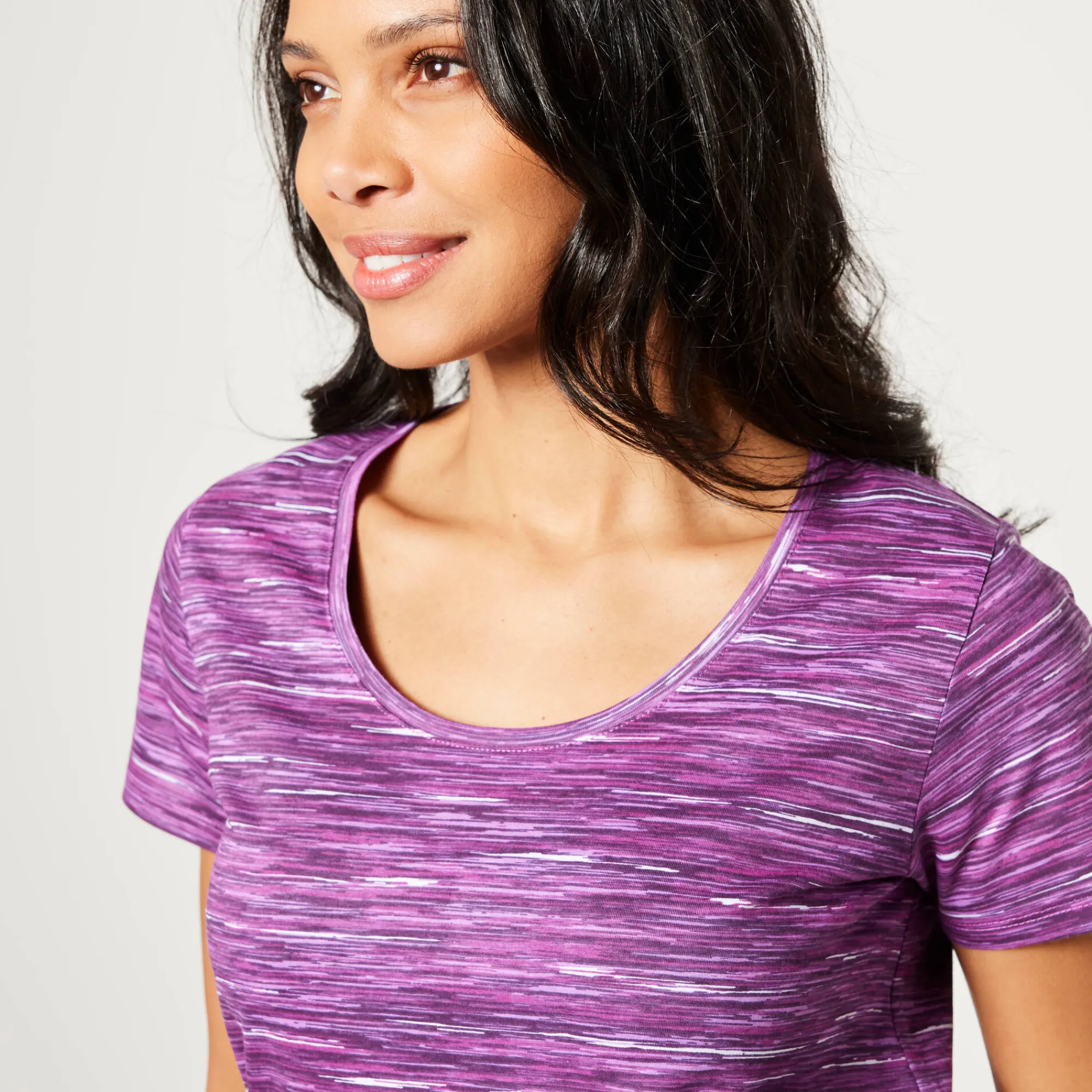 T-Shirt En Topje<Blancheporte Chiné T-shirt met korte mouwen in biokatoen chiné druivenrood