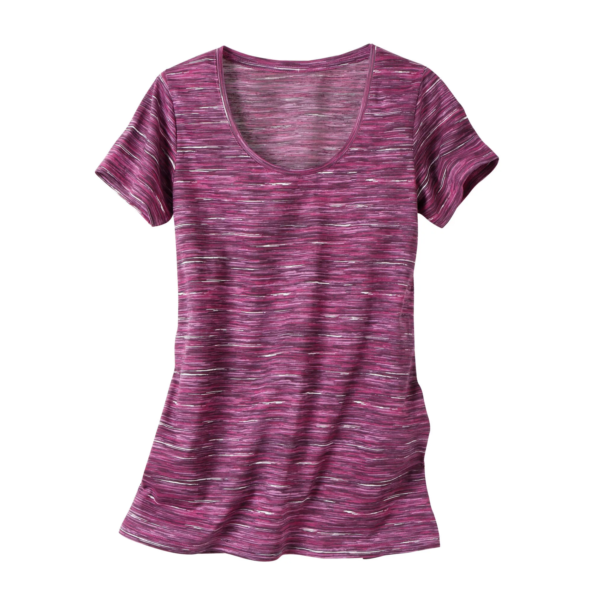 T-Shirt En Topje<Blancheporte Chiné T-shirt met korte mouwen in biokatoen chiné druivenrood