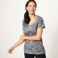 T-Shirt En Topje<Blancheporte Chiné T-shirt met korte mouwen in biokatoen chiné zwart