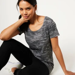 T-Shirt En Topje<Blancheporte Chiné T-shirt met korte mouwen in biokatoen chiné zwart