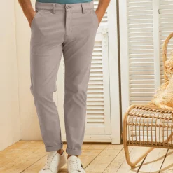 Broek<Blancheporte Chino broek, afgerond onder de buik beige