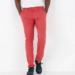 Broek<Blancheporte Chino broek, afgerond onder de buik grijzig koraal