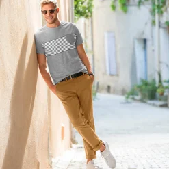 Broek<Blancheporte Chino broek, afgerond onder de buik karamel