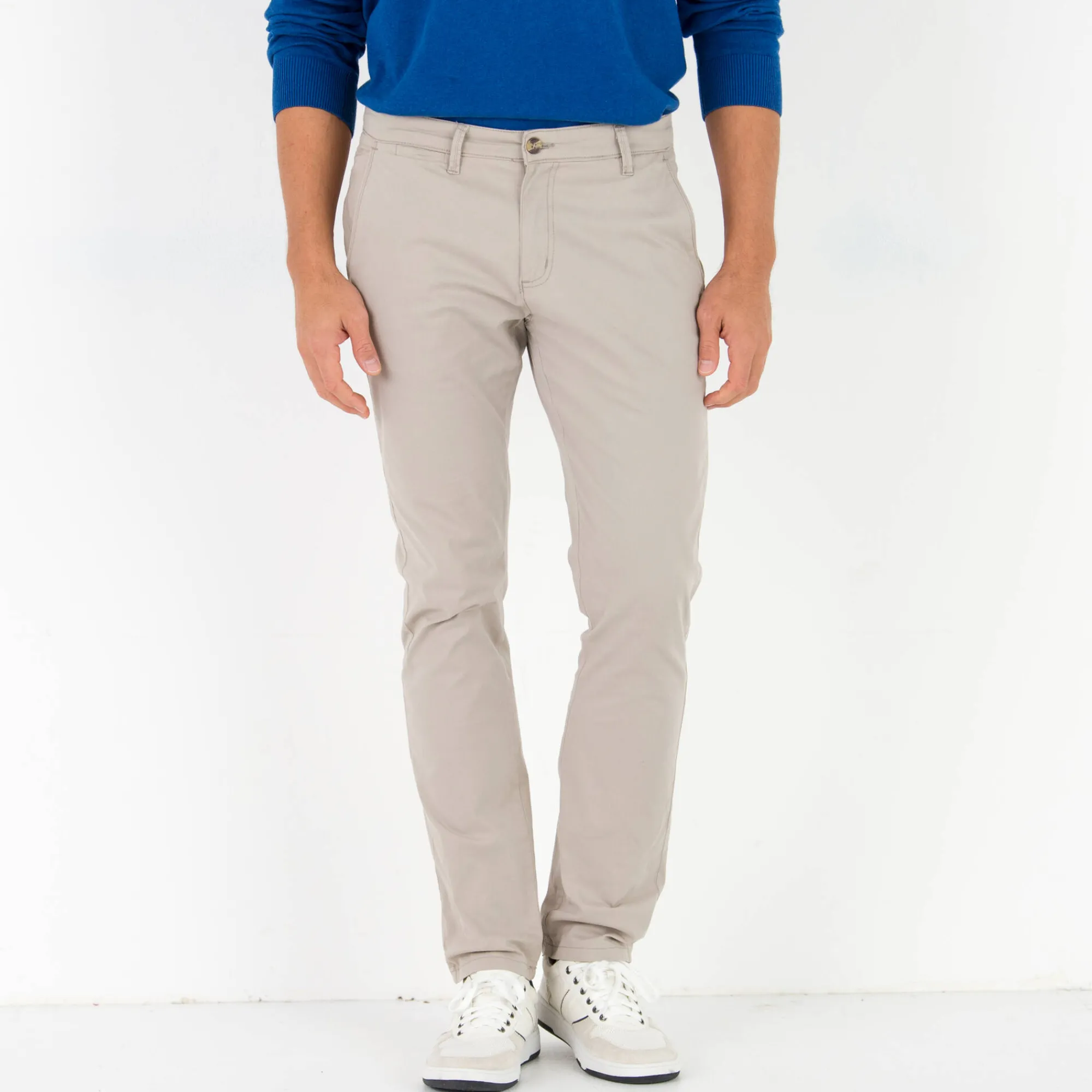 Broek<Blancheporte Chino broek in keperstof beige