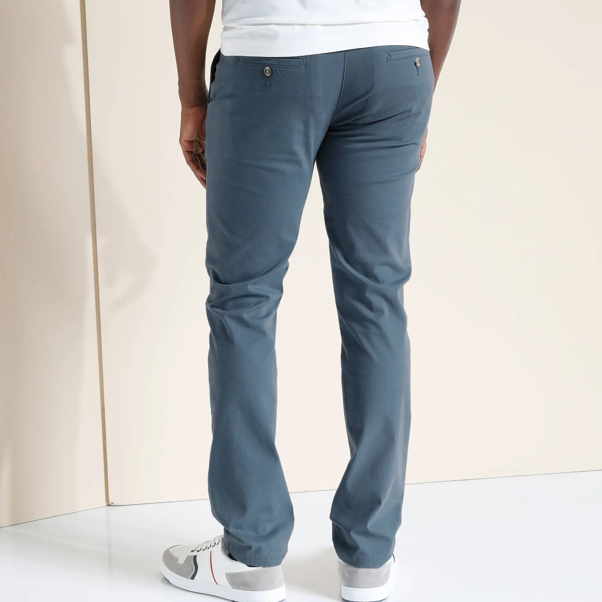 Broek<Blancheporte Chino broek in keperstof grijsblauw