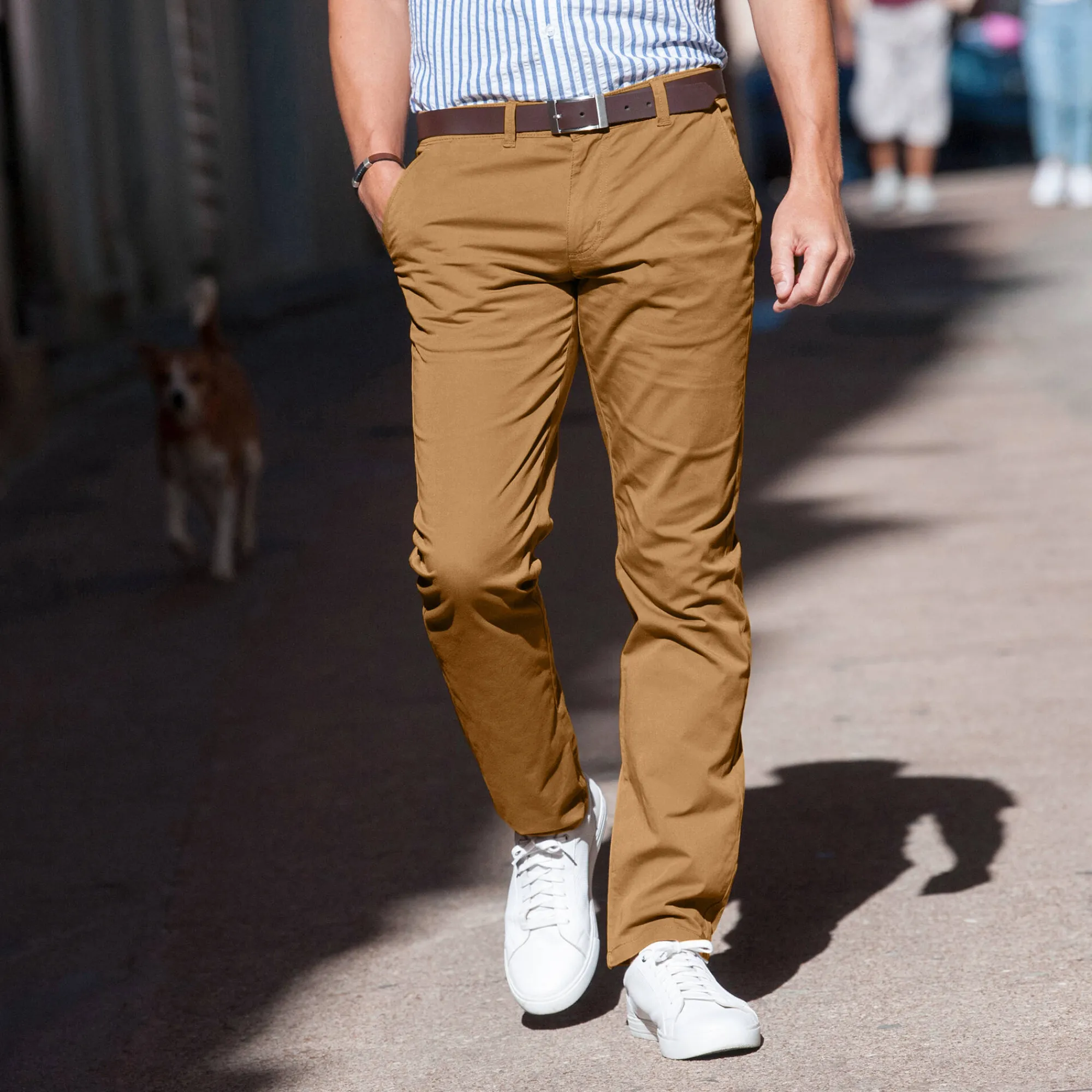 Broek<Blancheporte Chino broek in keperstof karamel