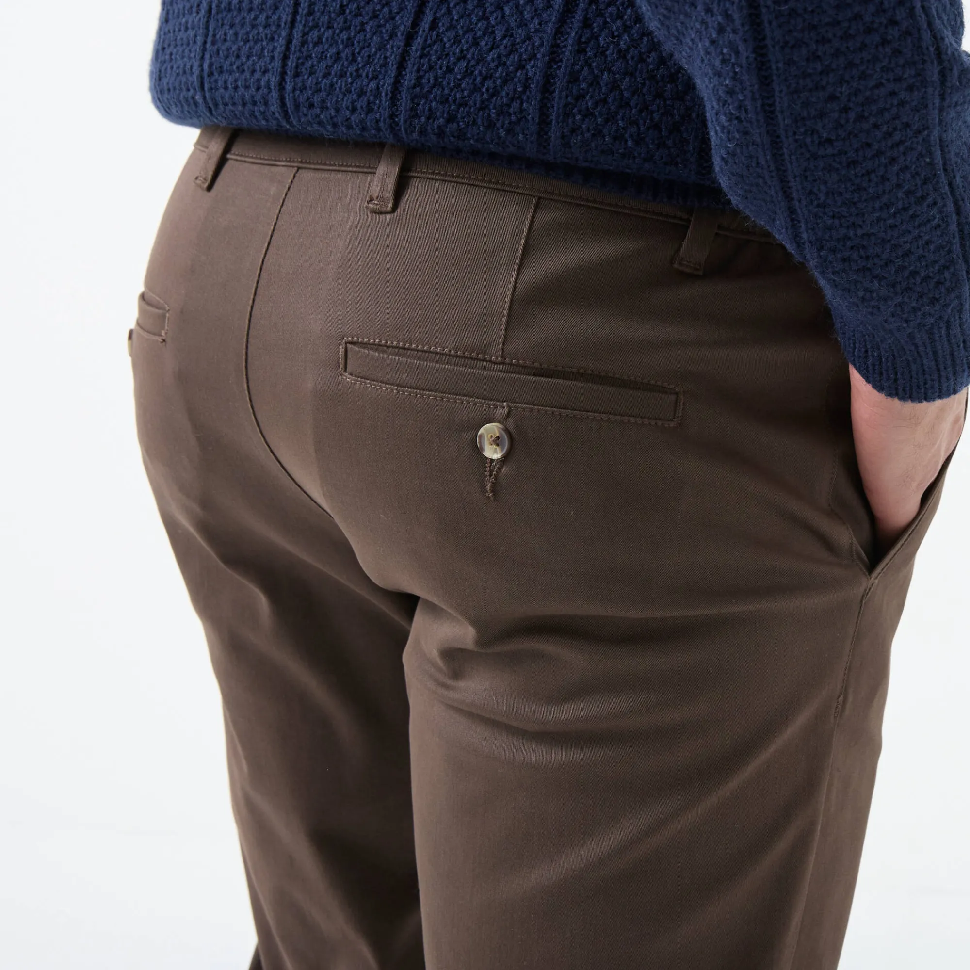Broek<Blancheporte Chino broek met elastische tailleband opzij bruin