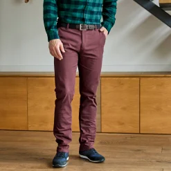 Feestoutfits Heren|Broek<Blancheporte Chino broek met elastische tailleband opzij bordeaux