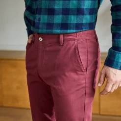 Feestoutfits Heren|Broek<Blancheporte Chino broek met elastische tailleband opzij bordeaux