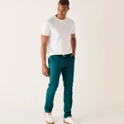 Broek<Blancheporte Chino broek met elastische tailleband opzij petroleumblauw