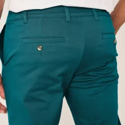 Broek<Blancheporte Chino broek met elastische tailleband opzij petroleumblauw