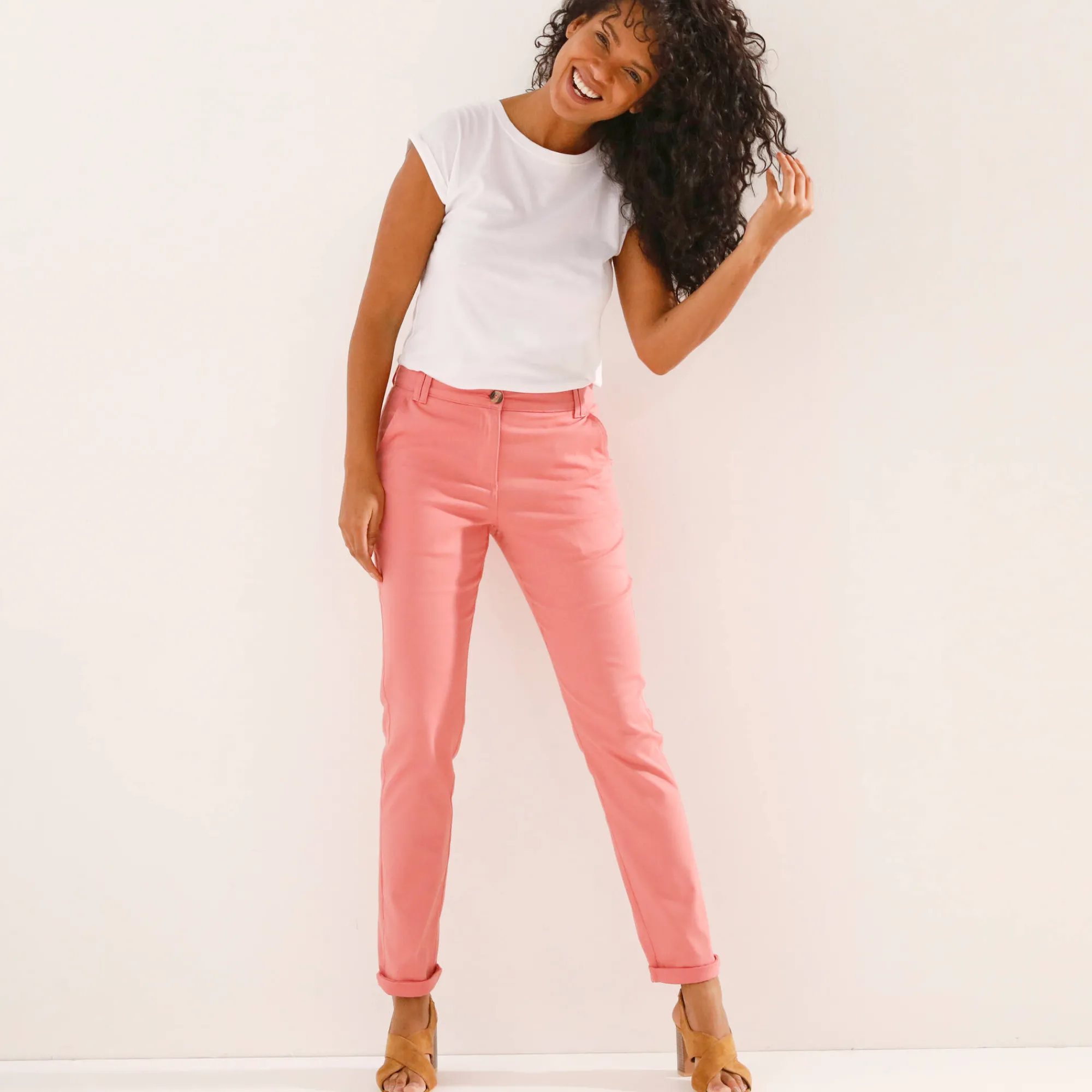 Broek<Blancheporte Chino stretchbroek lichtkoraalrood