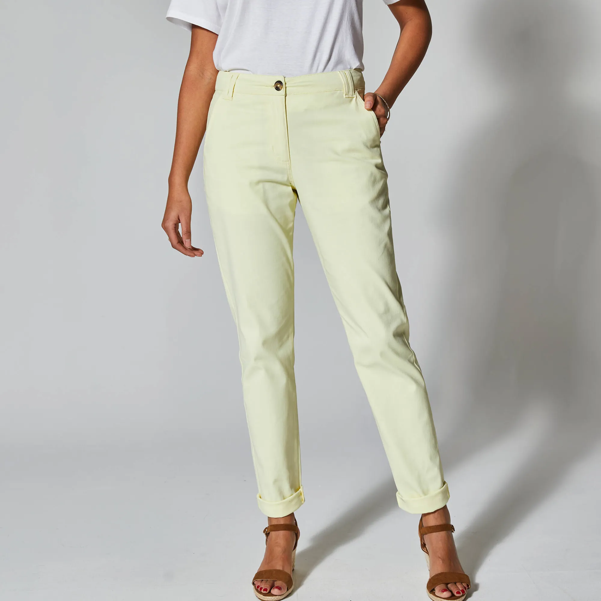 Broek<Blancheporte Chino stretchbroek geel