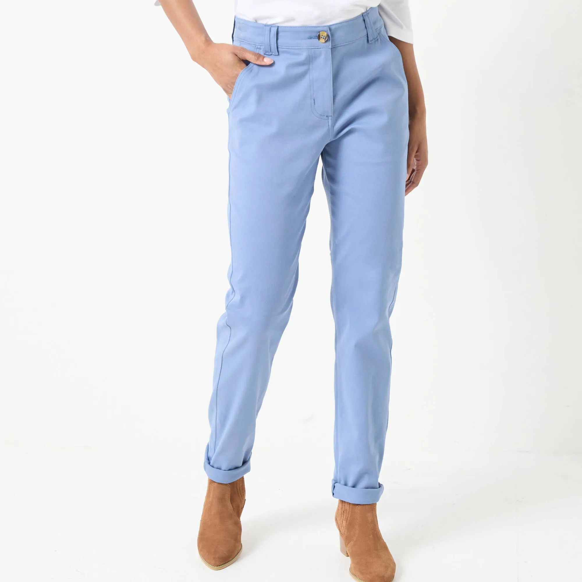 Broek<Blancheporte Chino stretchbroek blauwgrijs